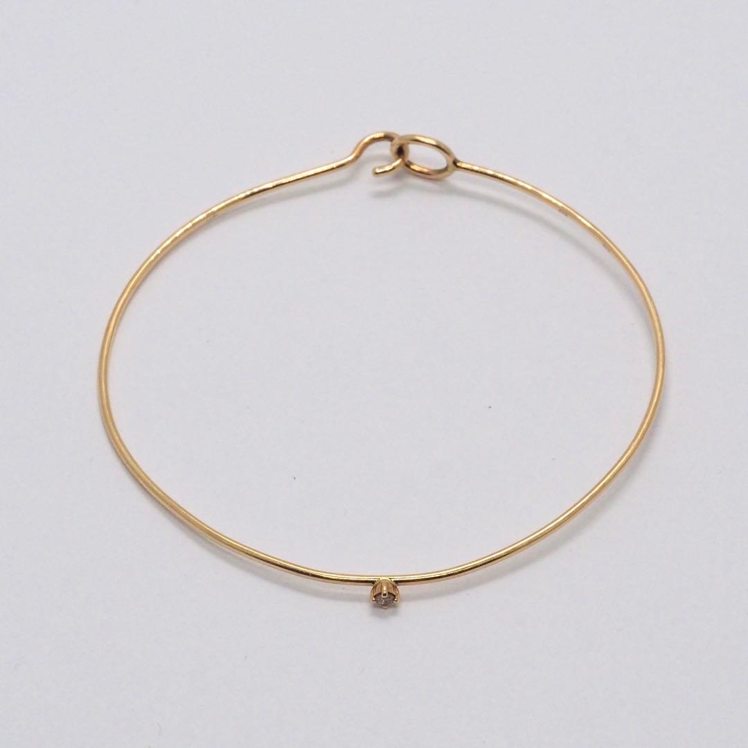 【agete】K10YG 0.02ct ダイヤモンド バングル