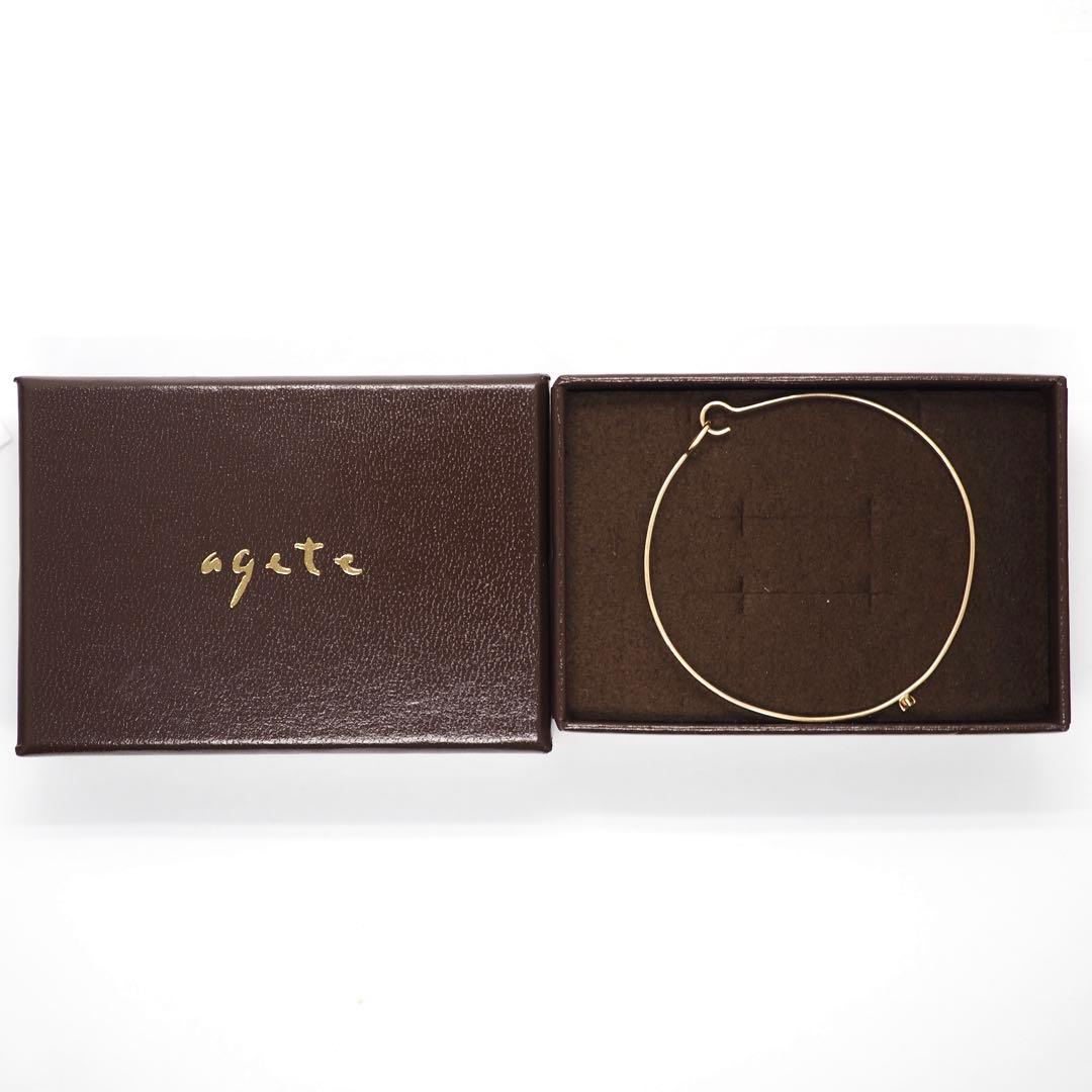 【agete】K10YG 0.02ct ダイヤモンド バングル