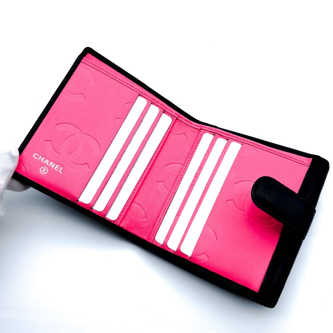 【極美品✨レア】シャネル CHANEL 財布 カンボンライン Wホック 二つ折