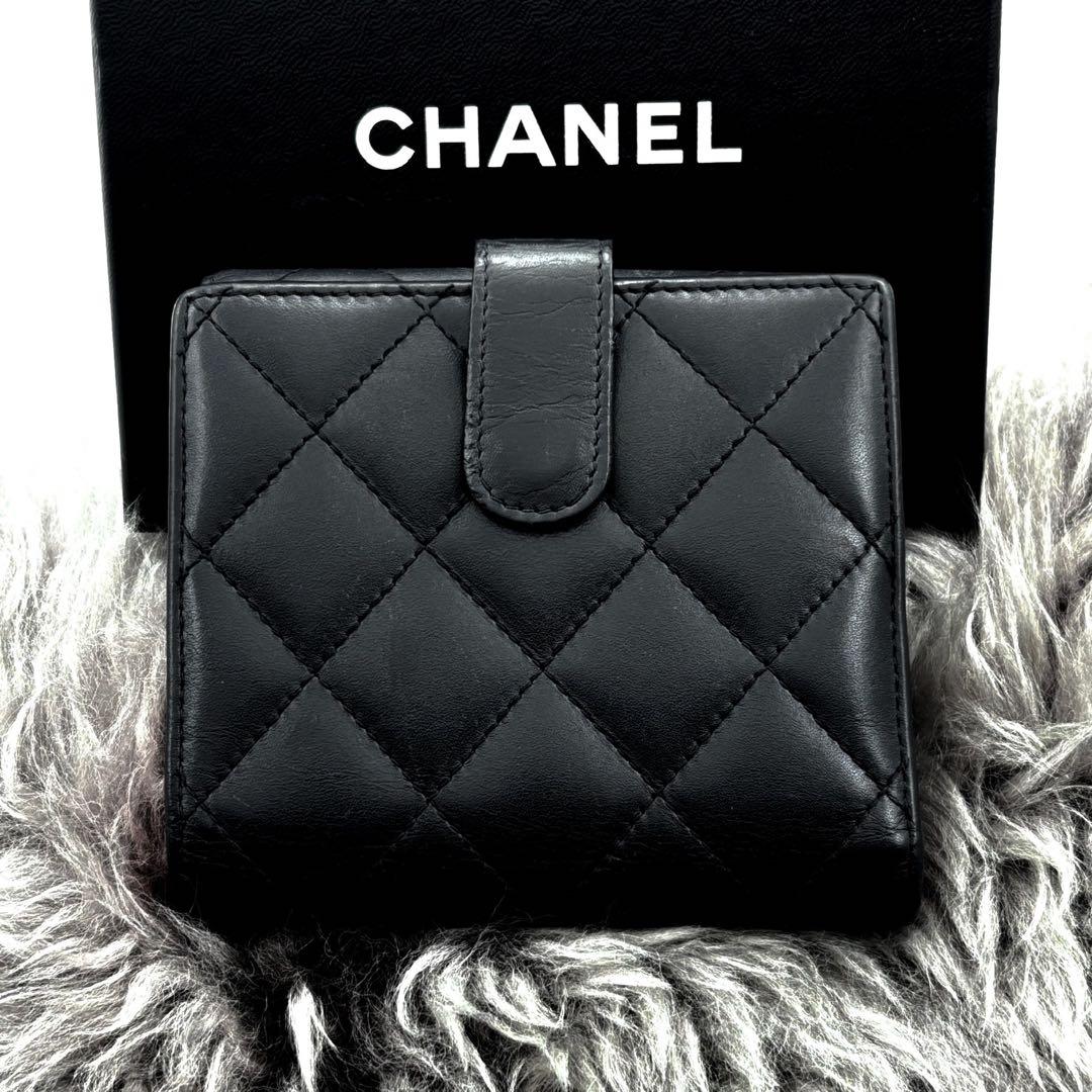 【極美品✨レア】シャネル CHANEL 財布 カンボンライン Wホック 二つ折