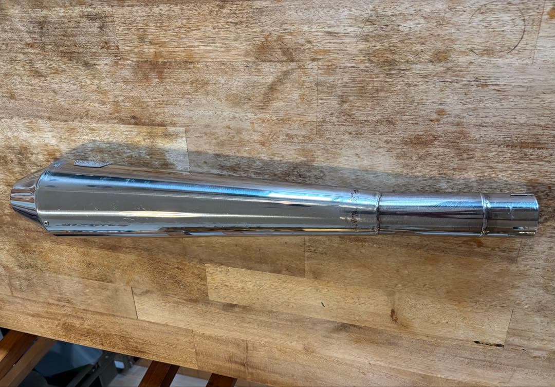 SR400 GOODS製 テーパードコーン スリップオンマフラー クランプ付