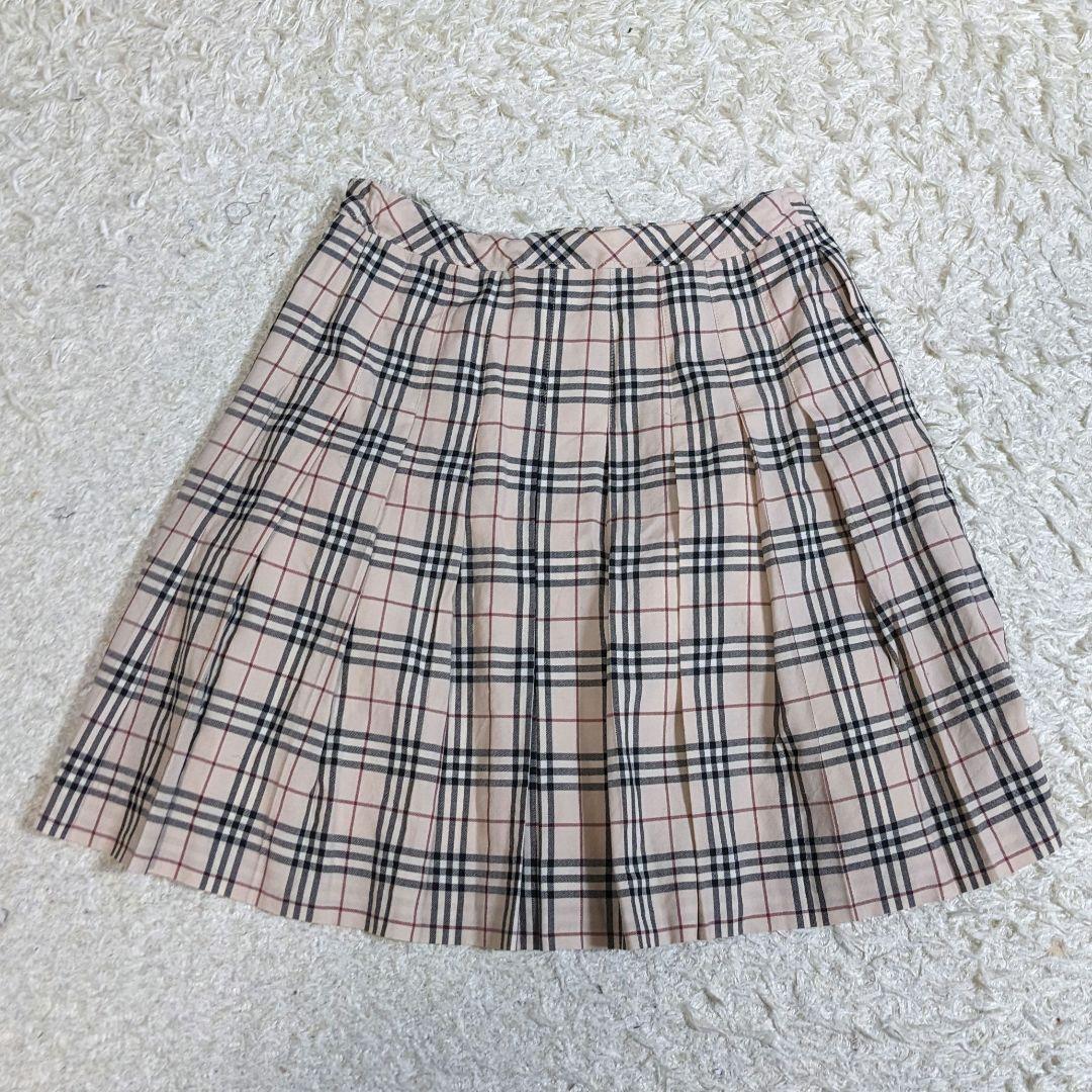 バーバリー　ロンドン　ノバチェック　プリーツ　ベルト　スカート　ゴム　160