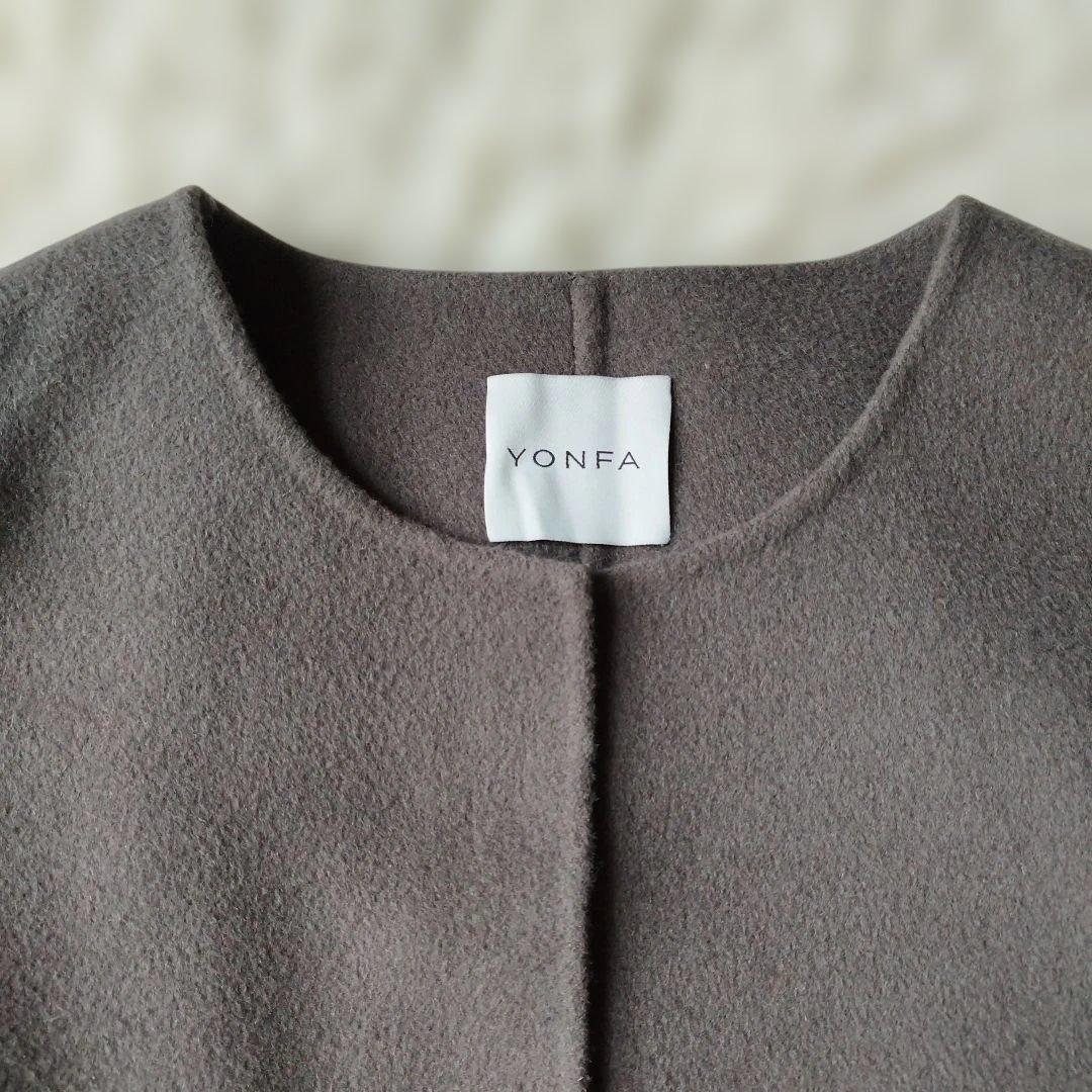 大人気♡美品✨YONFA ウールジレコート ハンドメイド仕立 スリット ブラウン