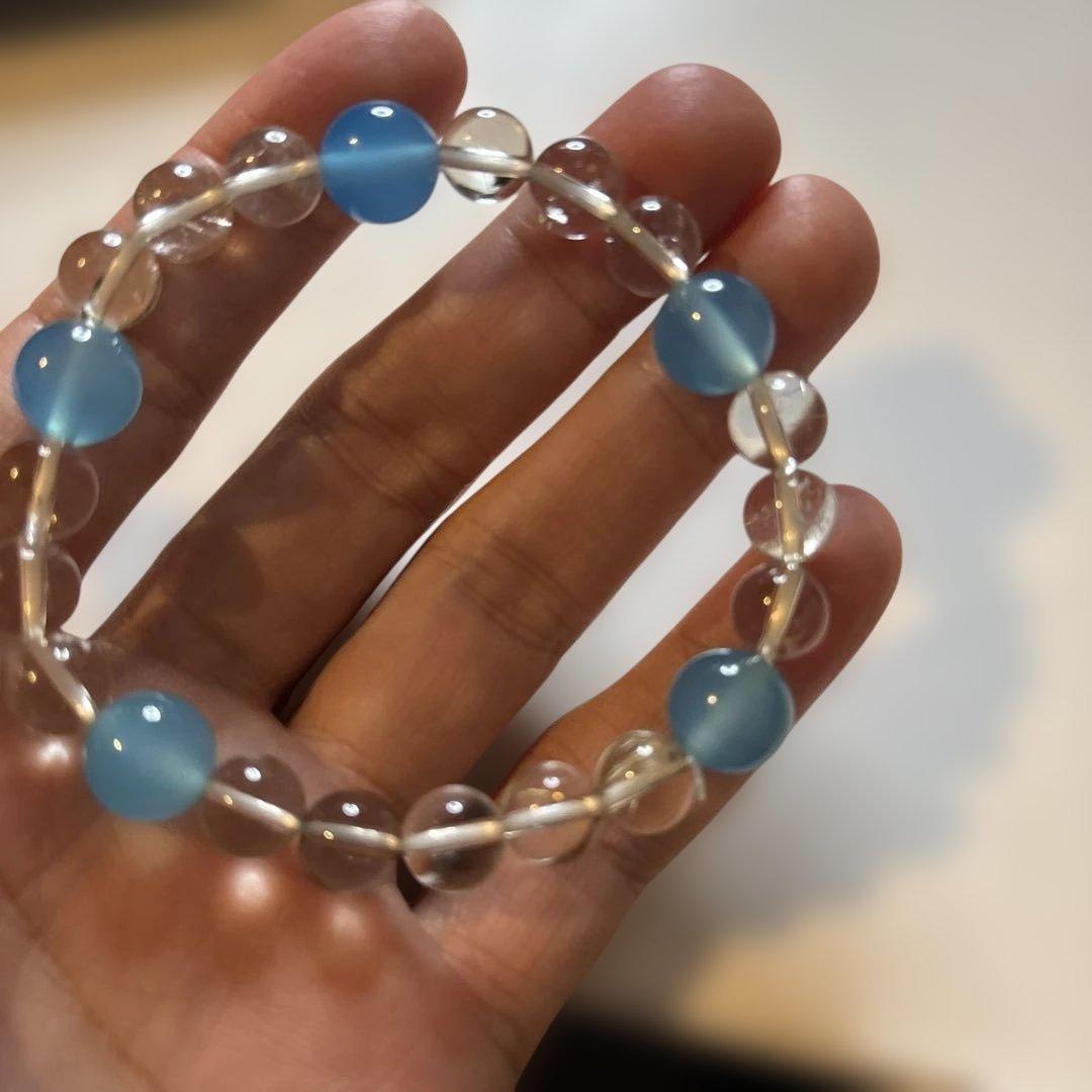 水晶と青瑪瑙のパワーストーン！綺麗！ズンとくる！