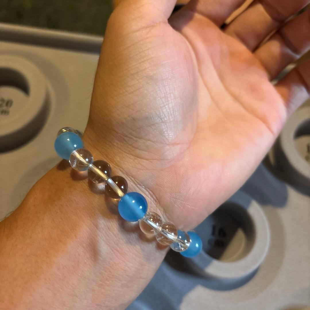 水晶と青瑪瑙のパワーストーン！綺麗！ズンとくる！