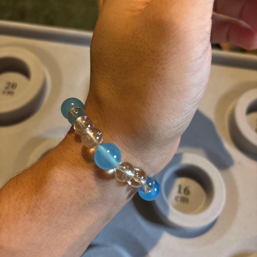 水晶と青瑪瑙のパワーストーン！綺麗！ズンとくる！