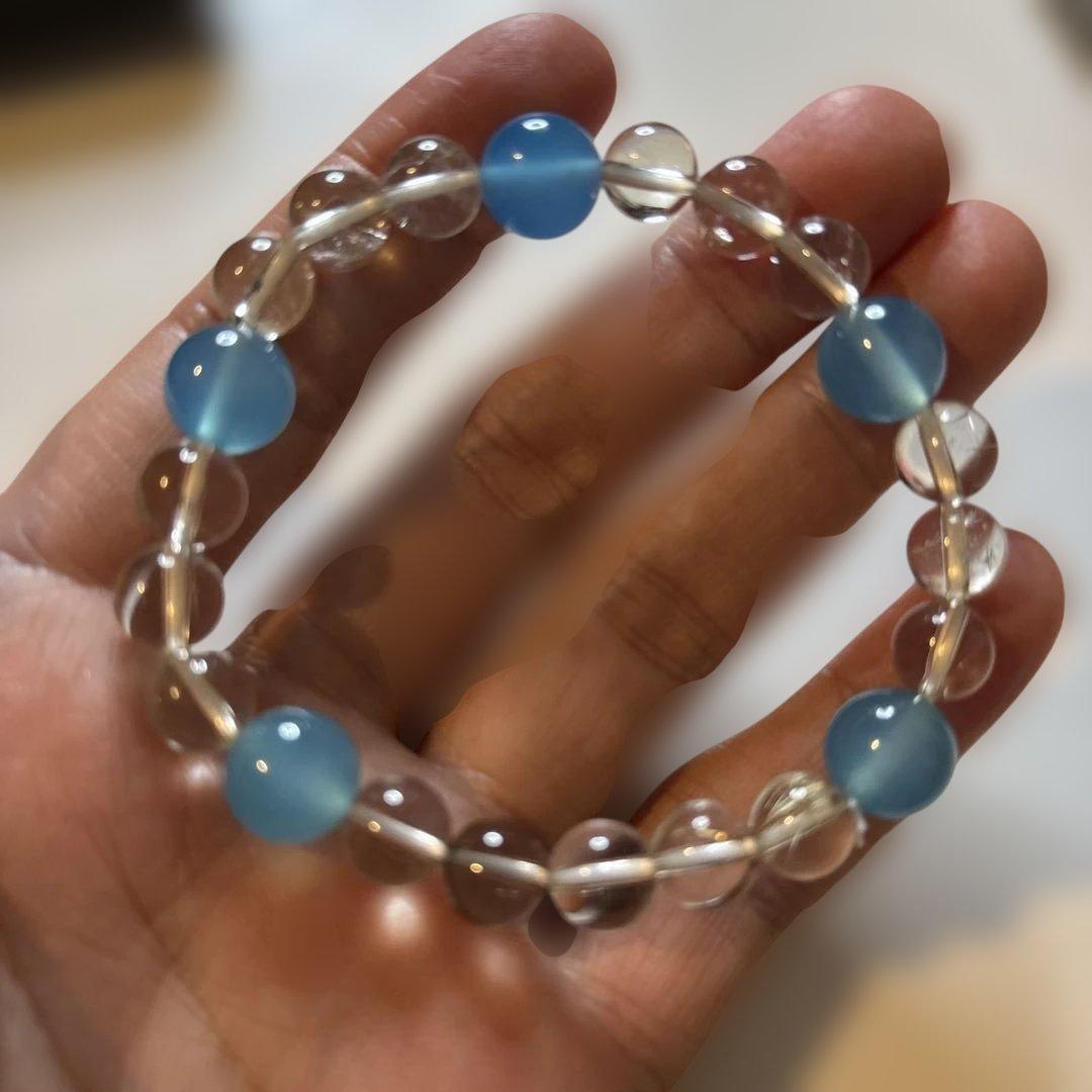 水晶と青瑪瑙のパワーストーン！綺麗！ズンとくる！