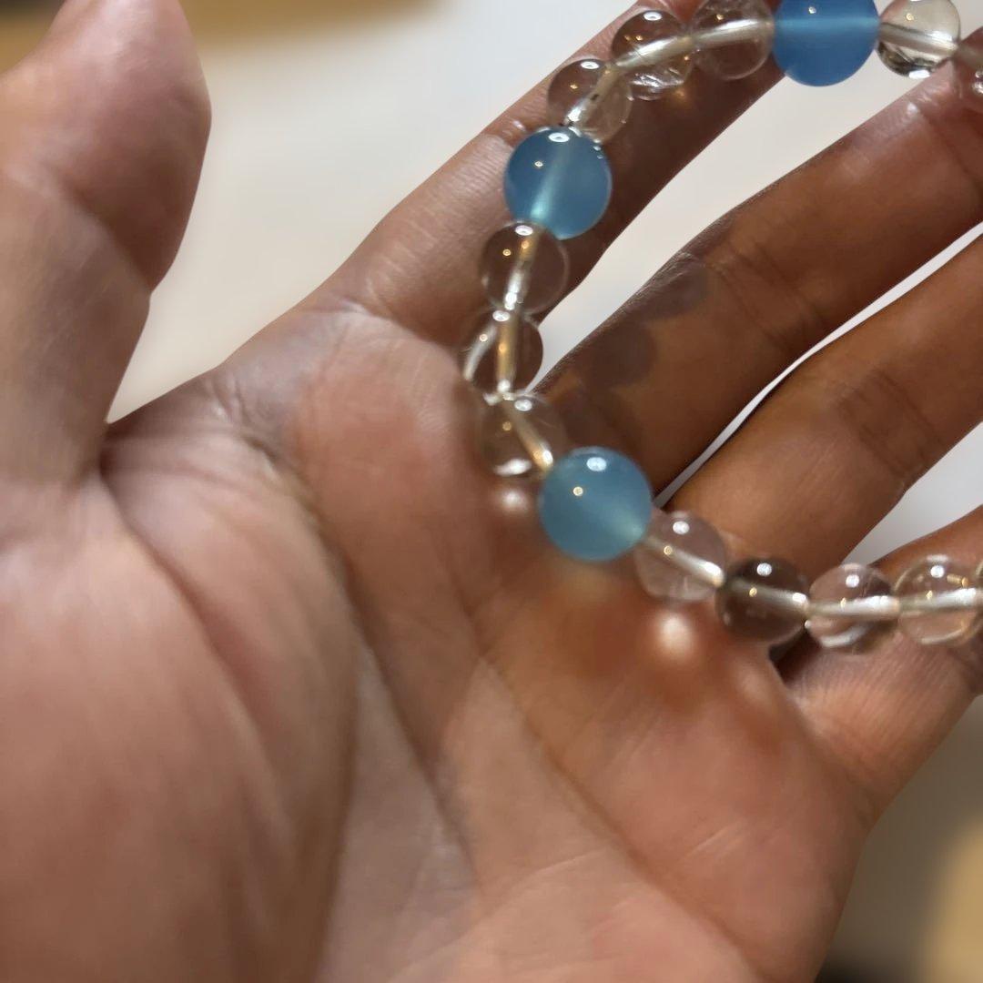 水晶と青瑪瑙のパワーストーン！綺麗！ズンとくる！