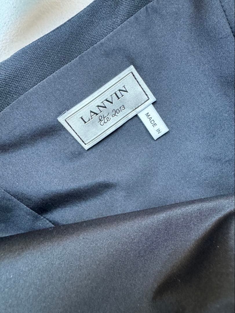 ランバン　ストラップレス ブラックドレス リボン