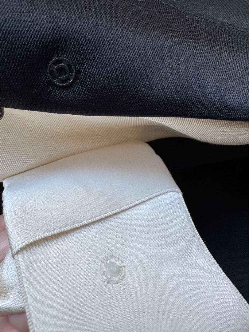 ランバン　ストラップレス ブラックドレス リボン