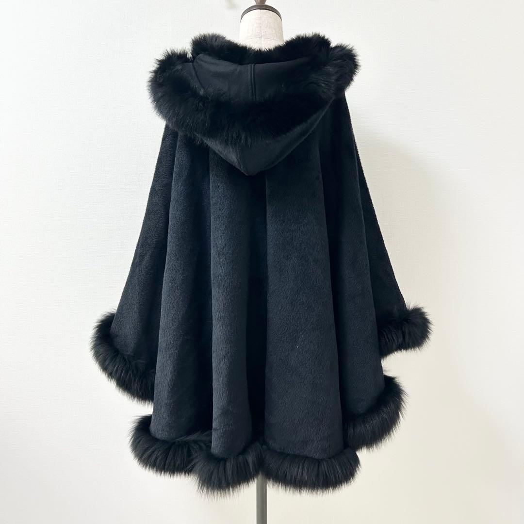 新品未使用✨SAGA FURS ポンチョ　ケープコート　ブラック　アルパカ