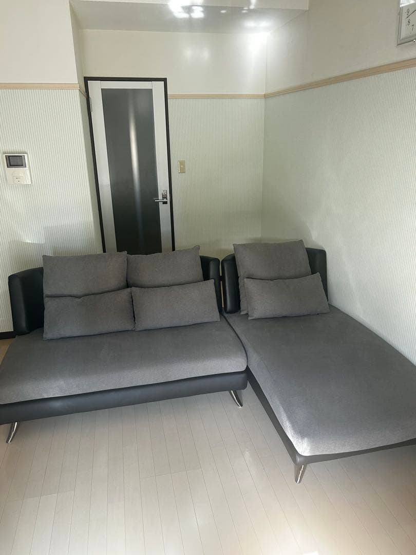 ニトリ2人掛け布張りカウチソファ(ポーション2KD GY)横のみ販売1月中旬まで