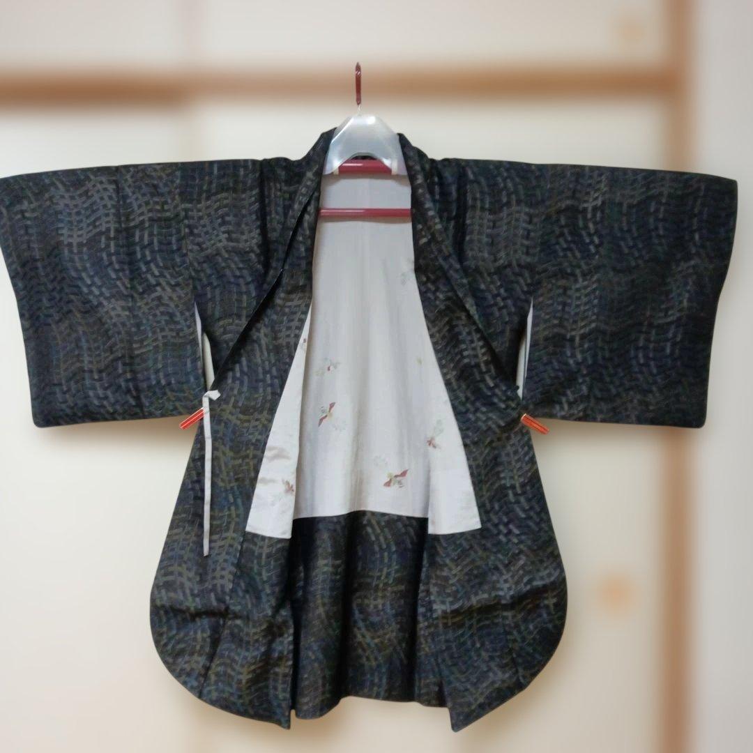 道中着 幾何学模様 黒系