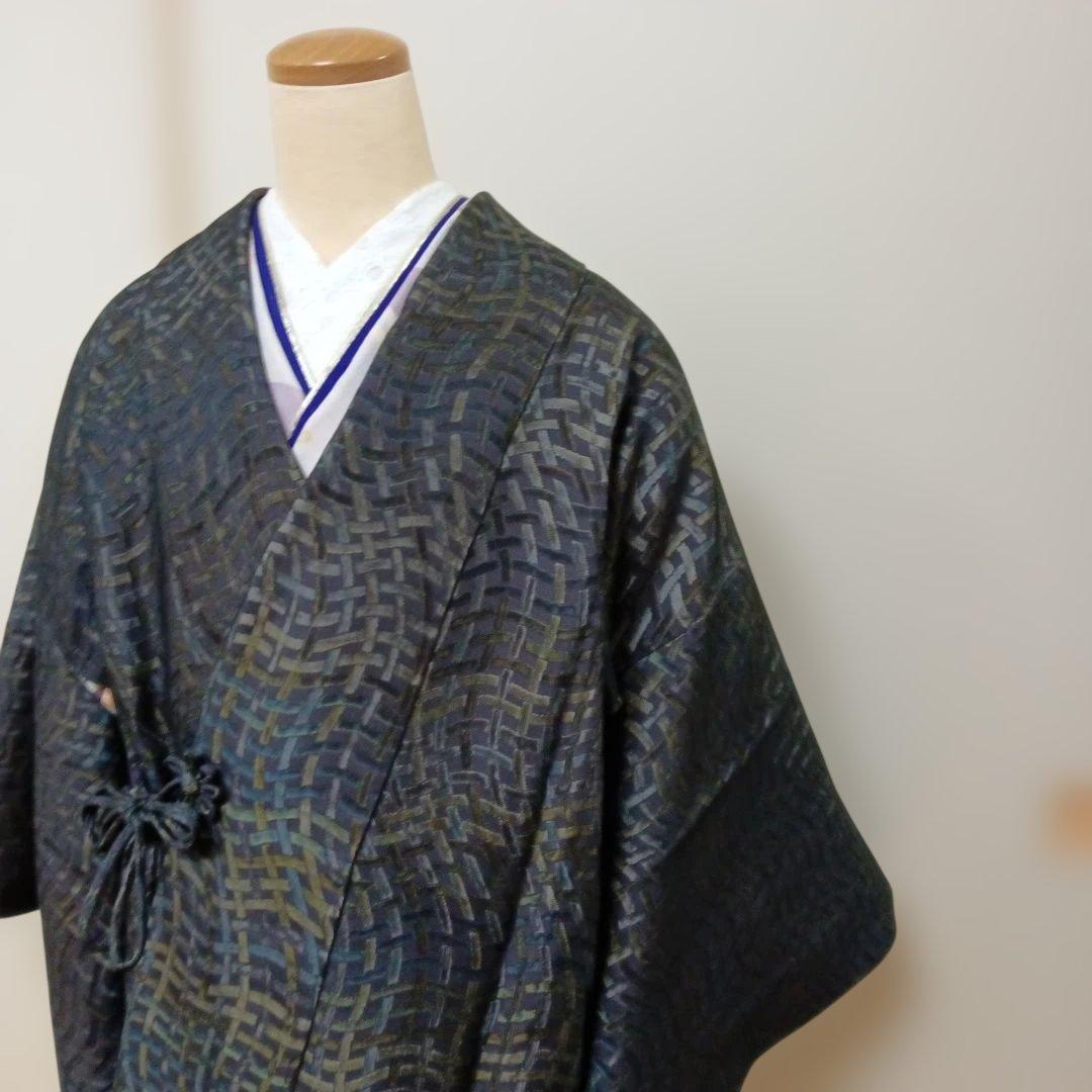 道中着 幾何学模様 黒系