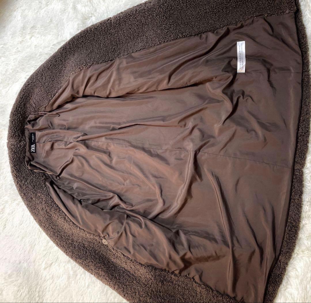 完売品美品ZARA ザラ ボアロングコート テディベアコート ダークブラウン　S