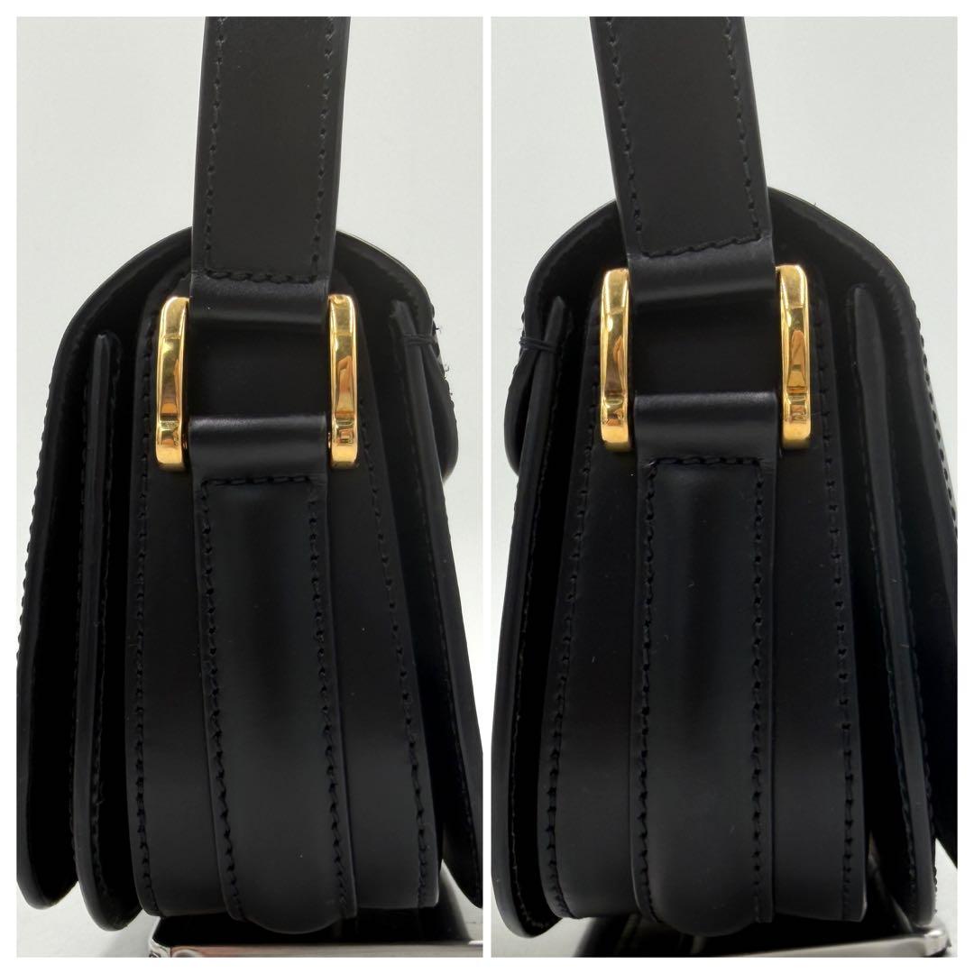 【極美品】アミパリス バケット ショルダーバッグ ハート ロゴ レザー ブラック