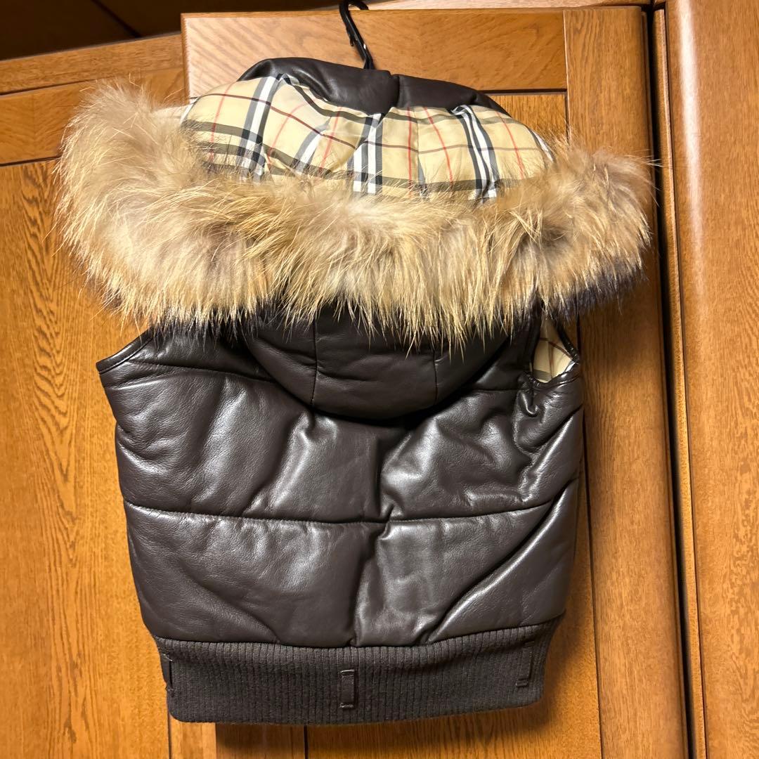 Burberry ブラウン レザー ダウンベスト