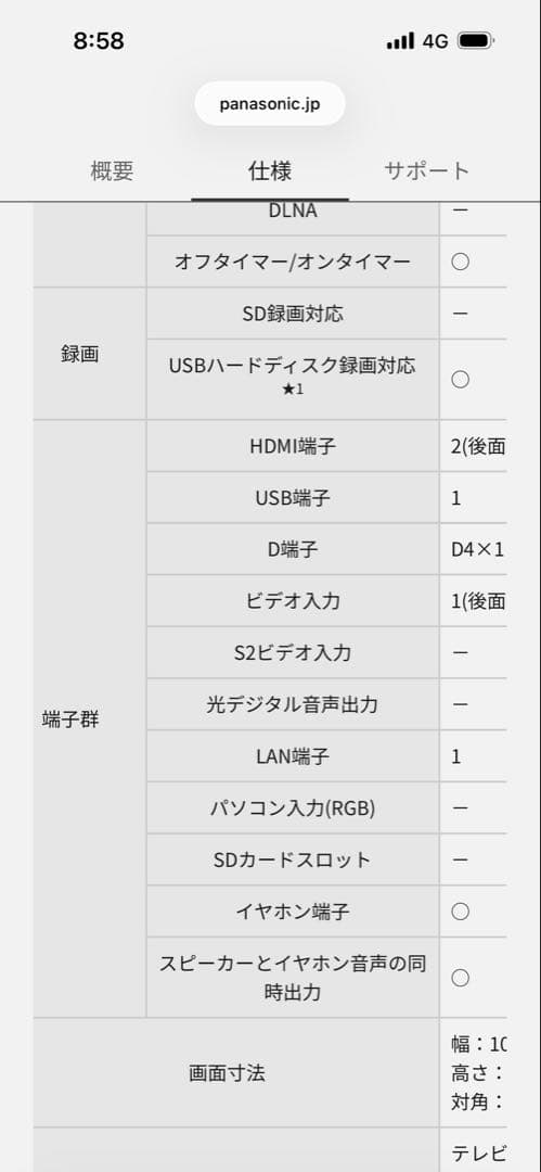 50V型 液晶テレビPanasonic TH-50A305