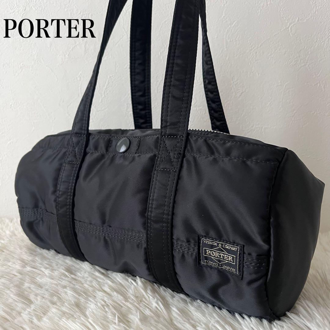 極美品 PORTER タンカー ブラック ドラムバッグ ボストンバッグ
