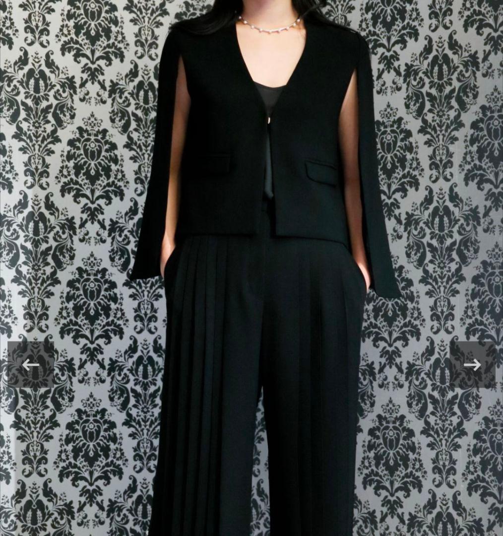 スコットクラブ Arobe ノーカラージャケット ブラック ケープ　ジャケット