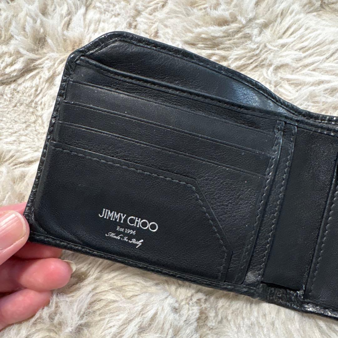 JIMMY CHOO ジミーチュウ ブラックレザー 星型エンボス 二つ折り財布
