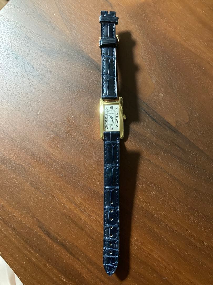 Cartier カルティエ レザーベルト 純正 12mm 美品 ネイビー 型押し