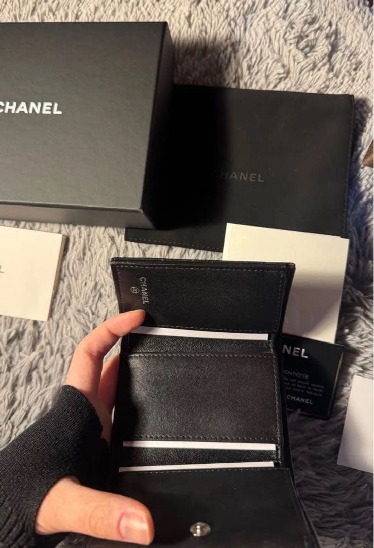シャネル 財布 SOBLACK 三つ折り ラムスキン CHANEL ソーブラック