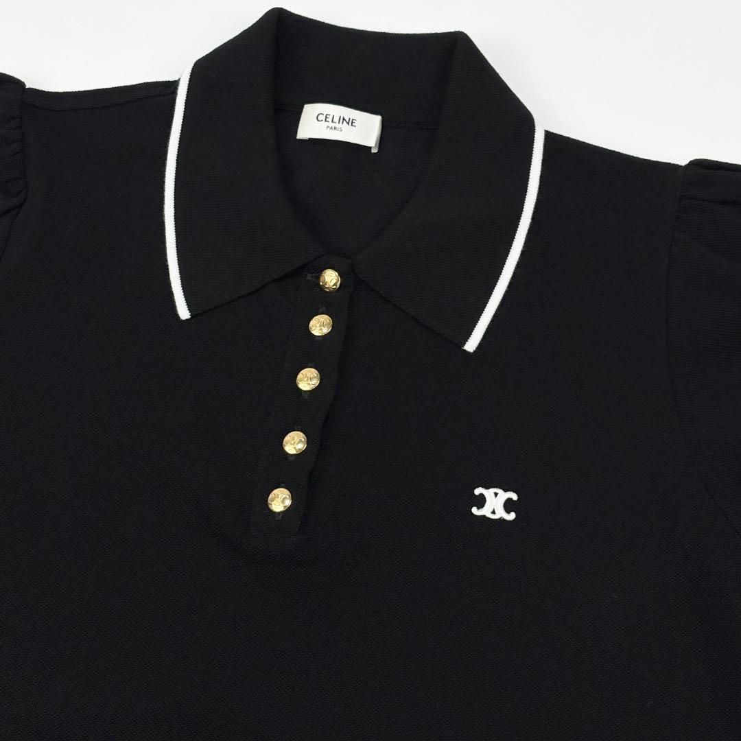 CELINE 23SS トリオンフ クロップド ポロシャツ コットンピケ