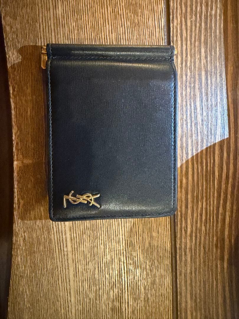 YSL 黒 レザー マネークリップ