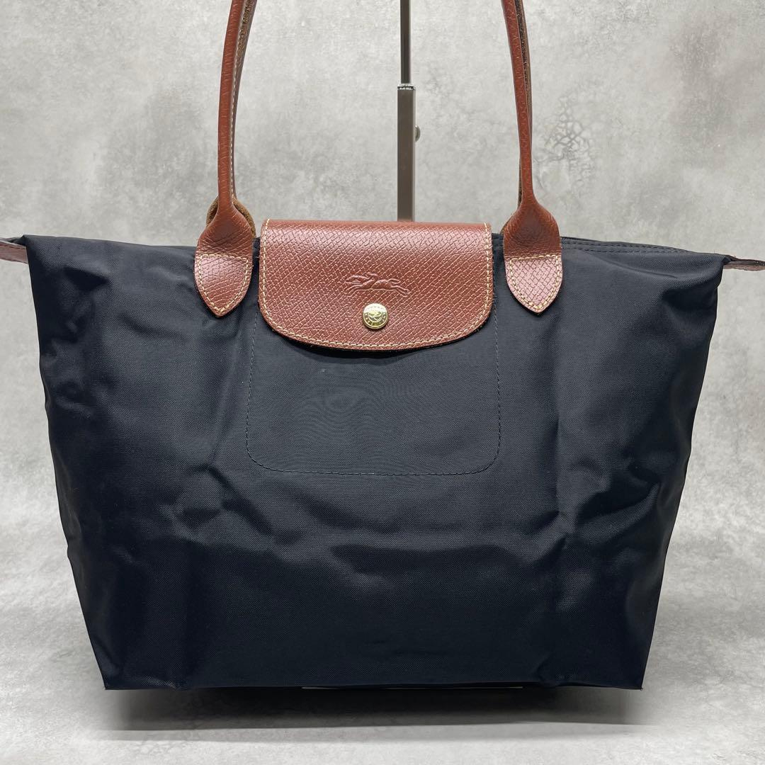 美品✨ロンシャン プリアージュ M トートバッグ ナイロン×レザー 肩掛け 黒