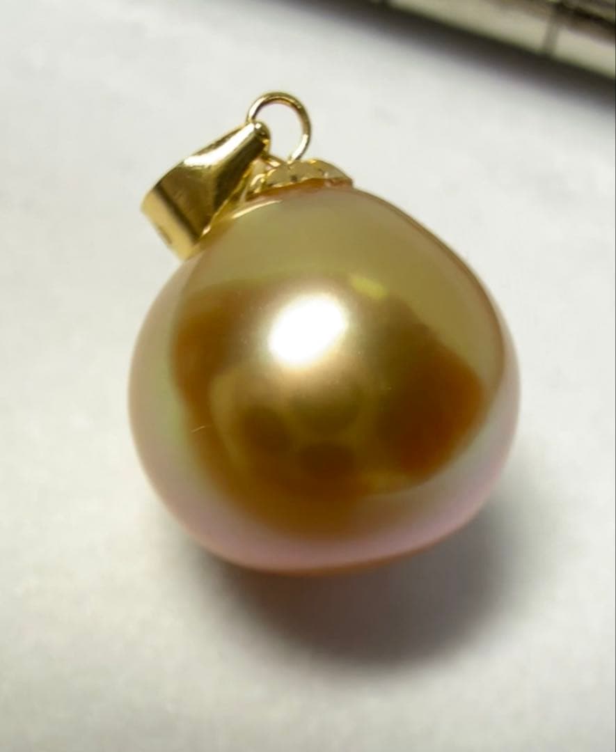 A6830 18k 南洋真珠　金珠　ネックレス　トップ　天然真珠パール　本真珠