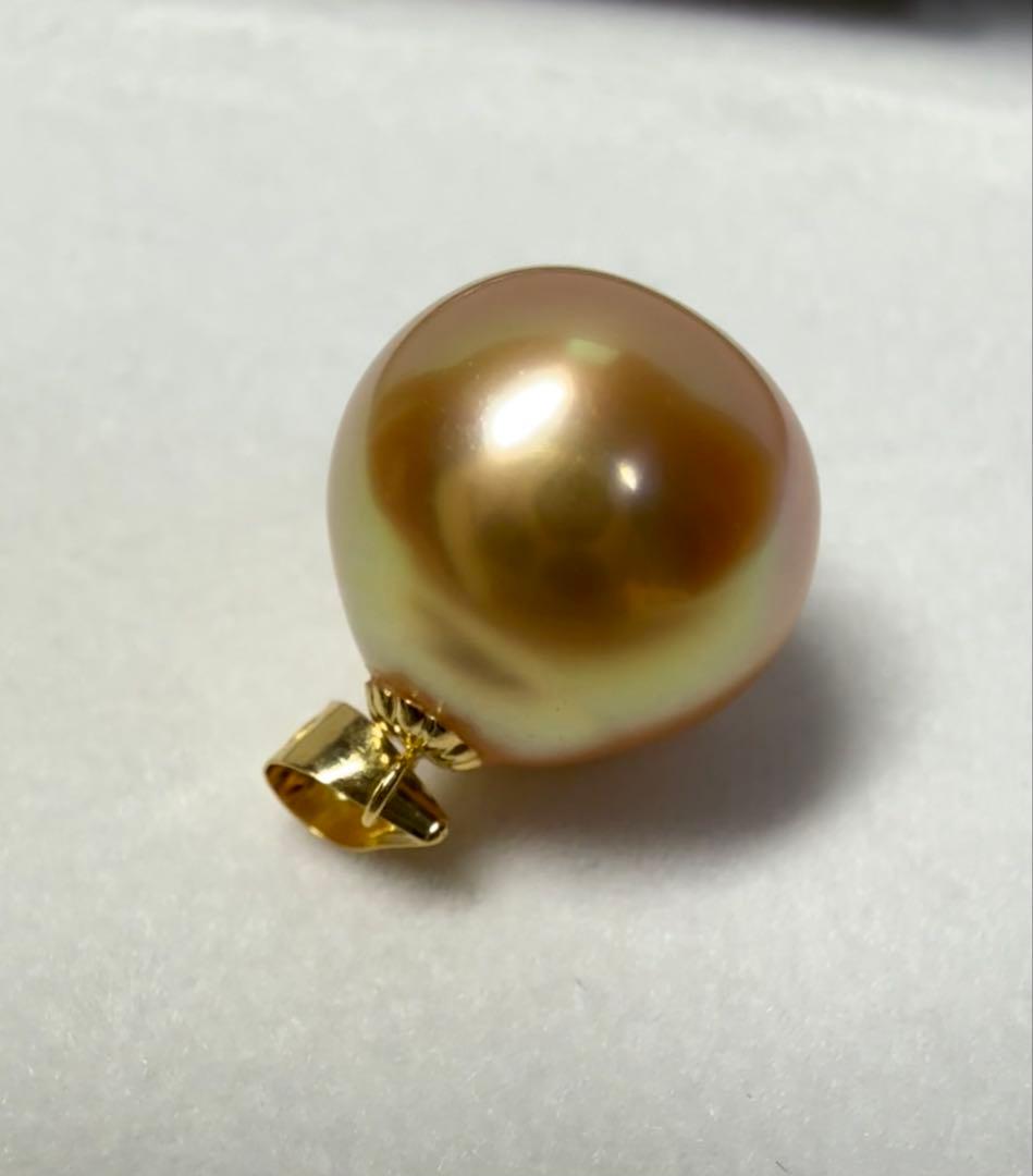 A6830 18k 南洋真珠　金珠　ネックレス　トップ　天然真珠パール　本真珠