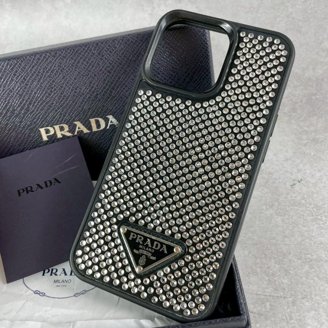 未使用級✨プラダ iPhone 13 Proケース ラインストーン 三角プレート