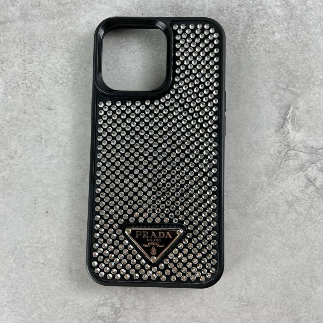 未使用級✨プラダ iPhone 13 Proケース ラインストーン 三角プレート