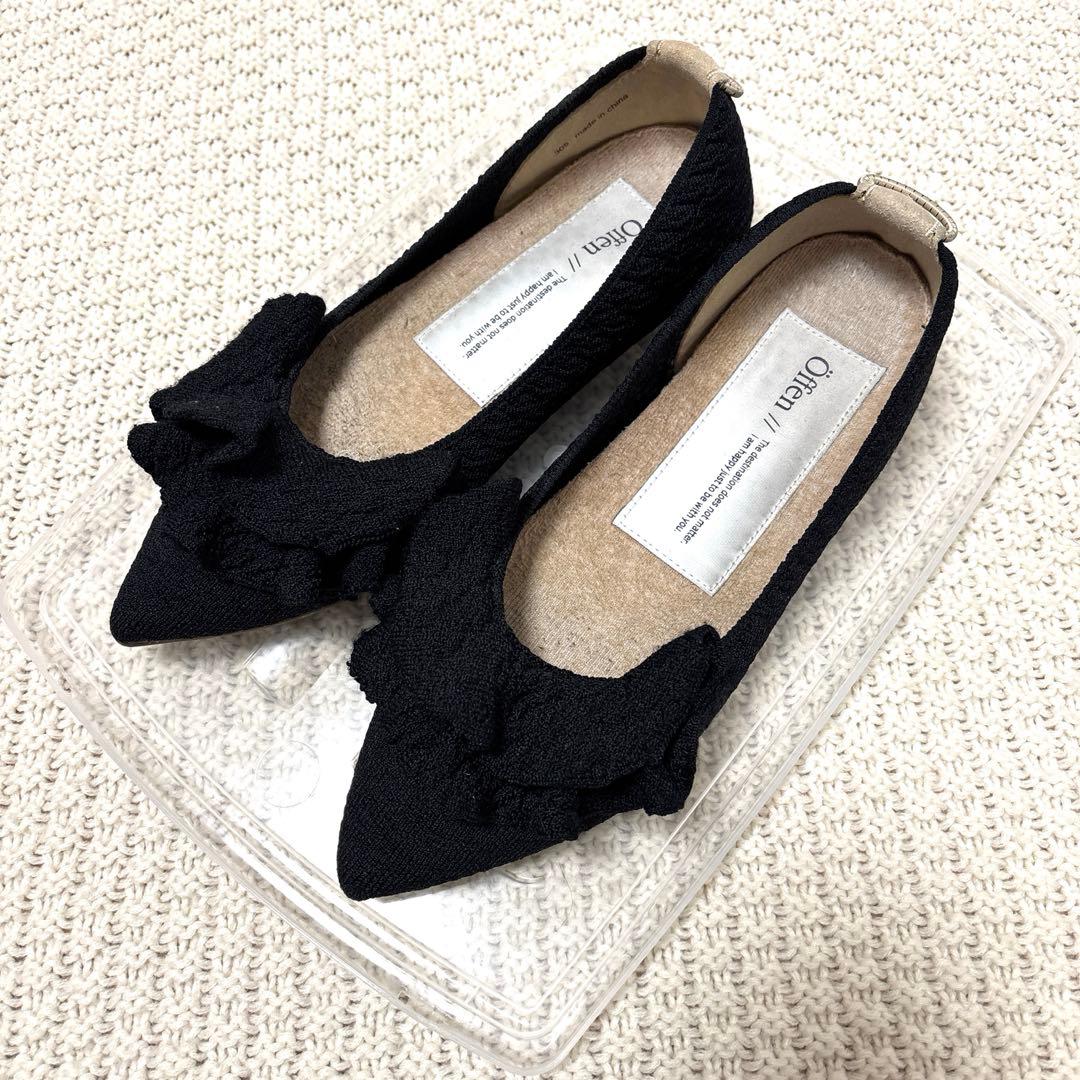 【ミュゲ*様】オッフェンOffen pointed-FRINフラットシューズ