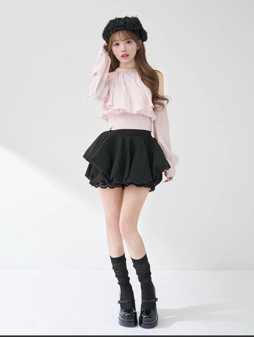 ダーリッチ☆ ボリュームバルーンミニスカート　ブラック　FL Darich