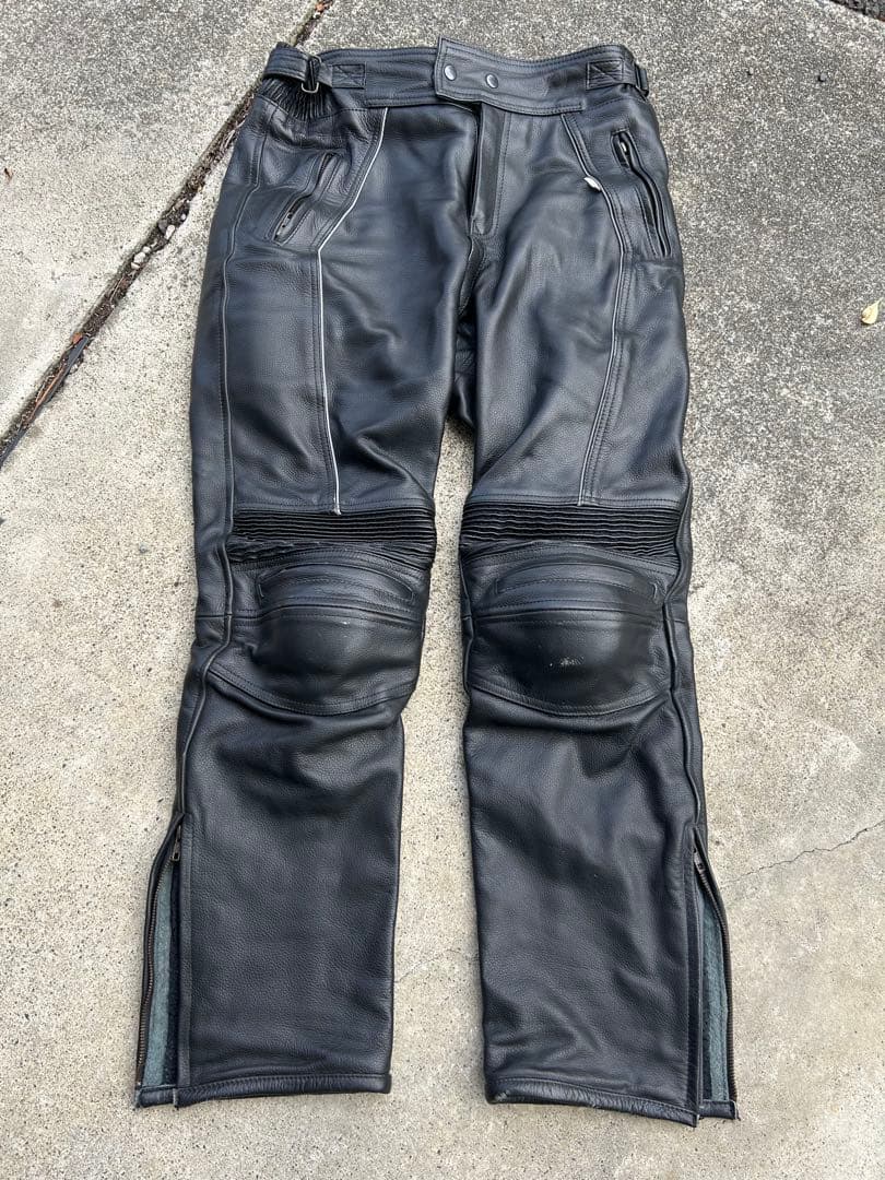 バイク用レザーパンツ 34サイズ 膝パッド付き