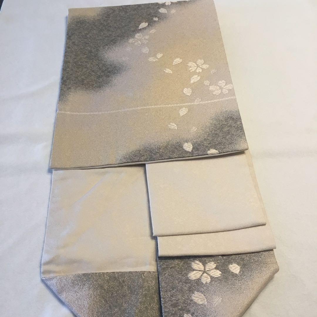 さくら　桜柄　九寸名古屋帯　ベージュ系
