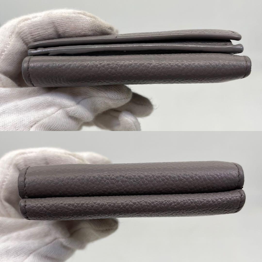 サンローラン 三つ折り財布 ロゴ入り タイニーウォレット オリガミ グレー 本革