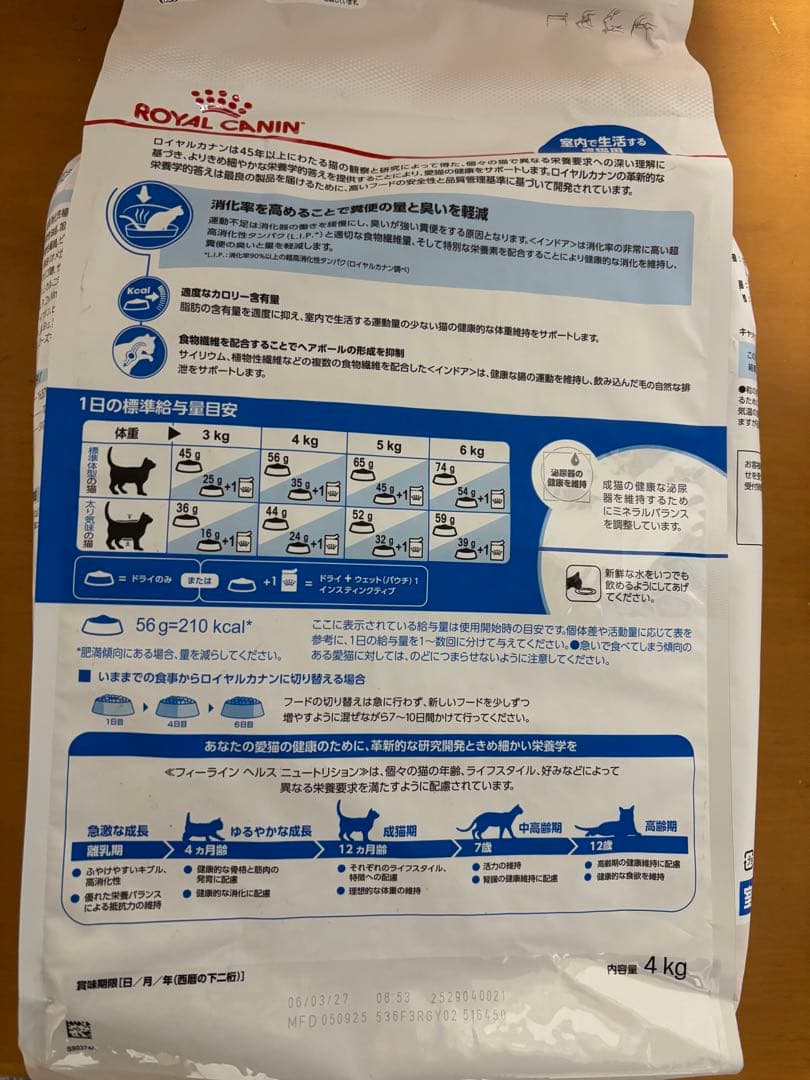 ロイヤルカナン FHN インドア 成猫用 4kg 3袋