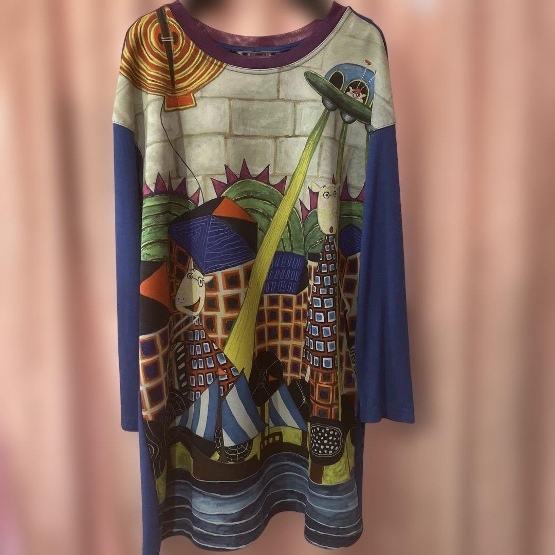 OLLEBOREBLAアルベロベロ長袖プリントチュニックカットソー