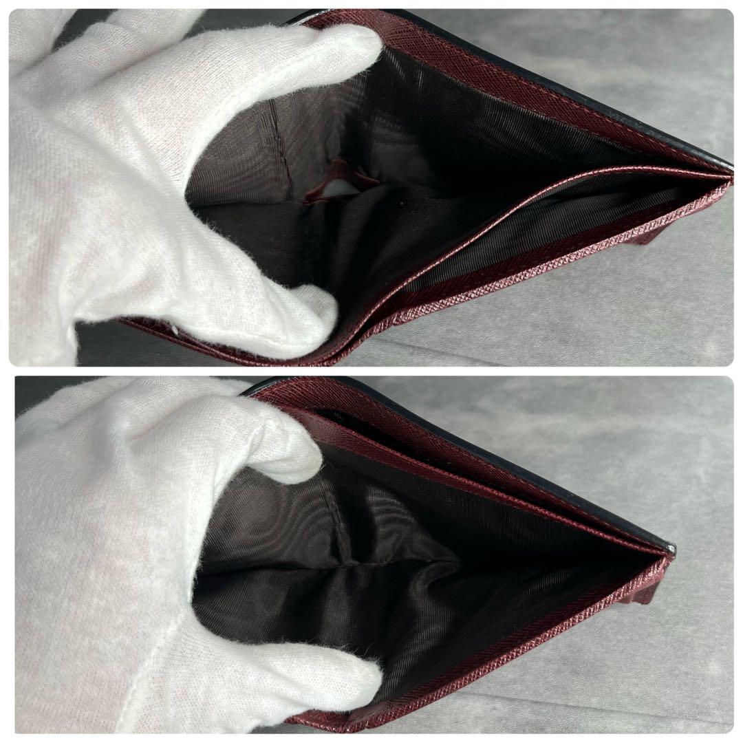 PRADA プラダ 二つ折り財布 小銭入れ付き サフィアーノレザー ネイビー