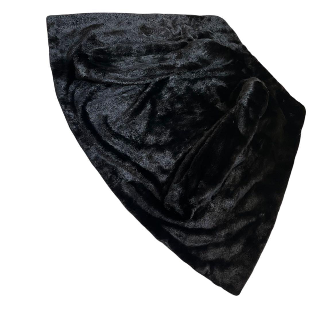 着丈80cm ブラックミンク リアルファー 毛皮 毛並み◎ なめし柔らか 総柄