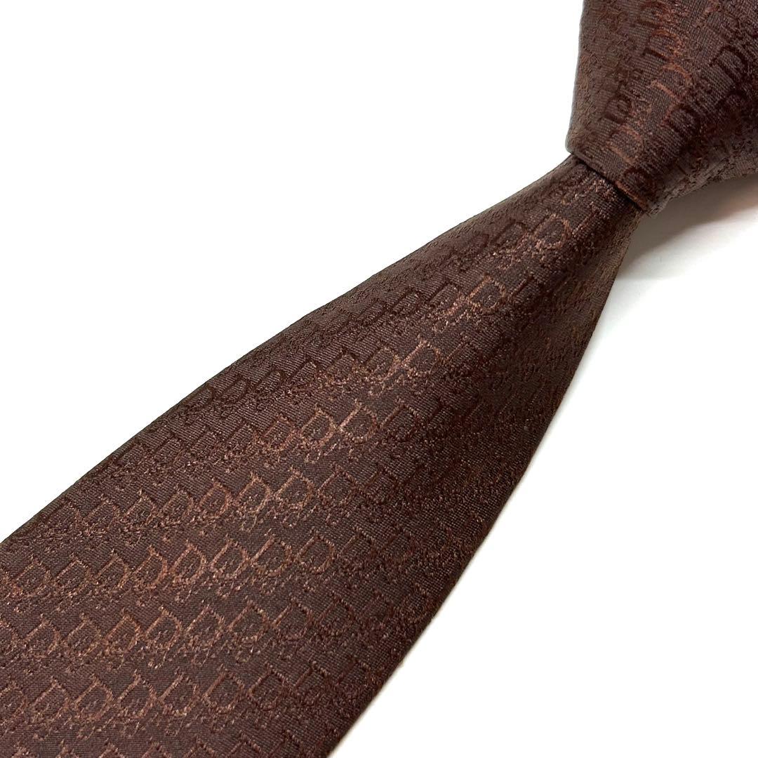 【美品✨】クリスチャンディオール ネクタイ ブラウン トロッター オブリーク