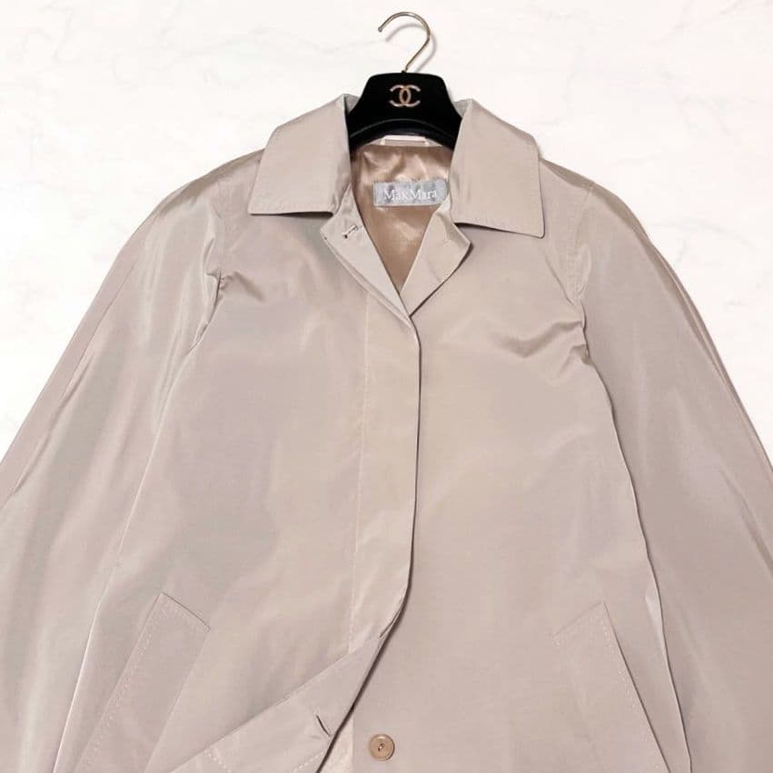 美品✨ マックスマーラ　ロングコート　薄手　スプリング　40　ベージュ　ゆったり