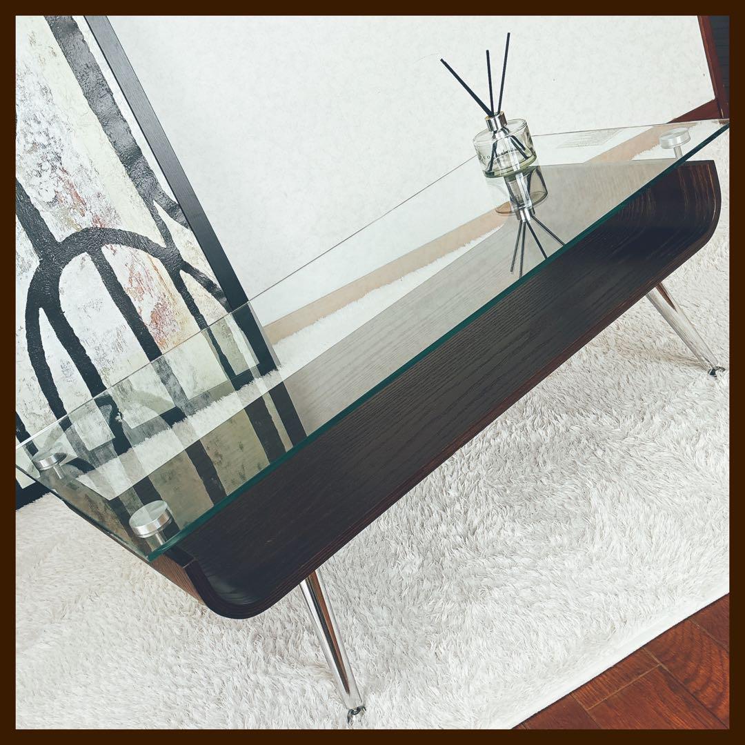 旧型】ニトリ センターテーブル ノルディック 強化ガラス ミッドセンチュリー