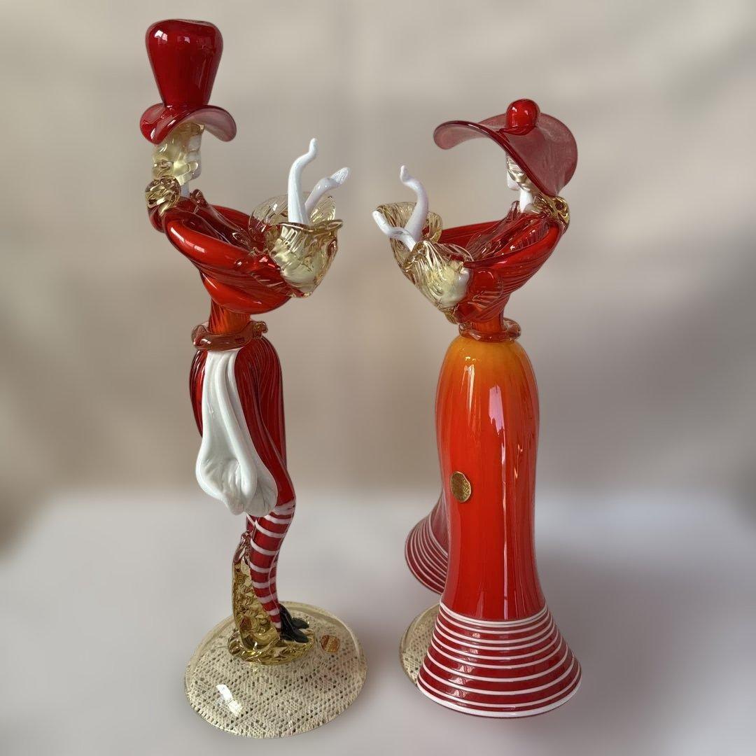 ベネチアングラス　ペア人形　ムラーノ　アンティーク