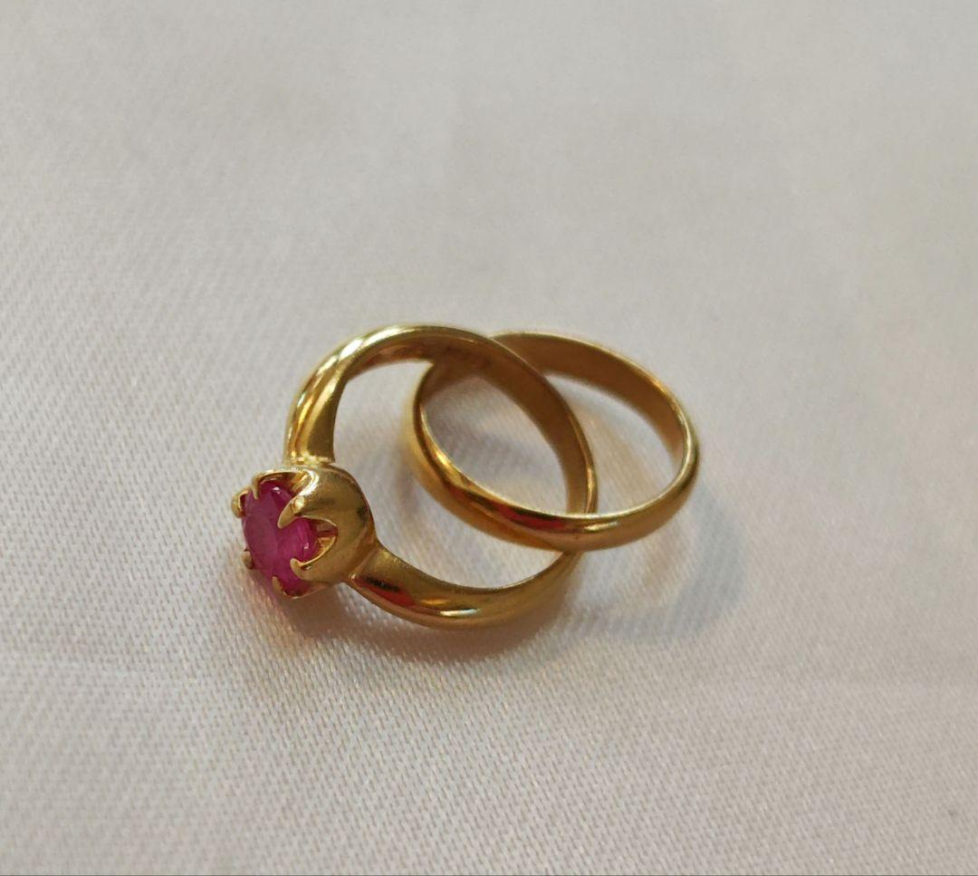 K18 ベビーリング　ルビー