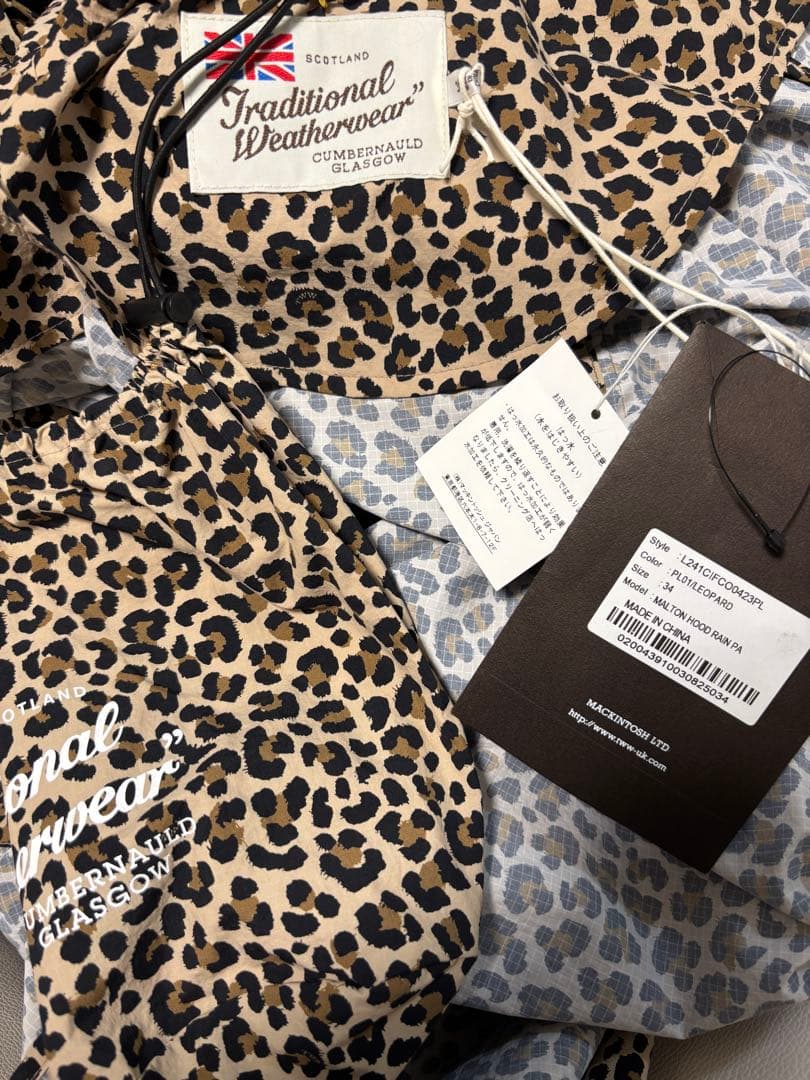 新品　トラディショナルウェザーウェア　フード レオパード レイン　コート