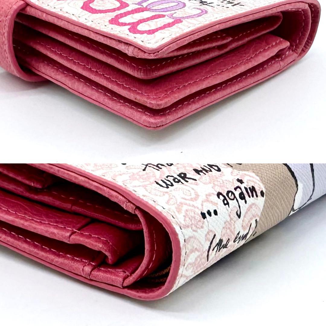 未使用✨ジェフリーフルビマーリ 二つ折り財布 レザー 女の子イラスト ピンク系